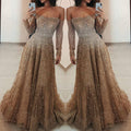 spring new arrivals:  us & eu women's shimmering bandeau long sleeve maxi dress/gown