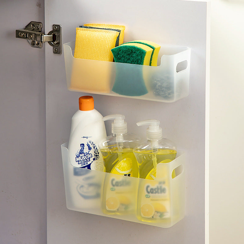 Kitchen cabinets, plastic wrap storage boxes, plastic sundries, non-punching wall-mounted storage boxes, multifunctional bathroom storage boxes