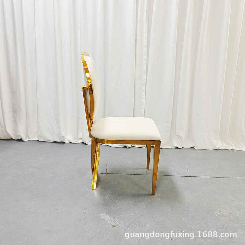Creative Wedding Table Chair Stainless Steel Stool Banquet Hotel VIP Chair Meeting Soft Package Dining Chair Hotel Restaurant Chair