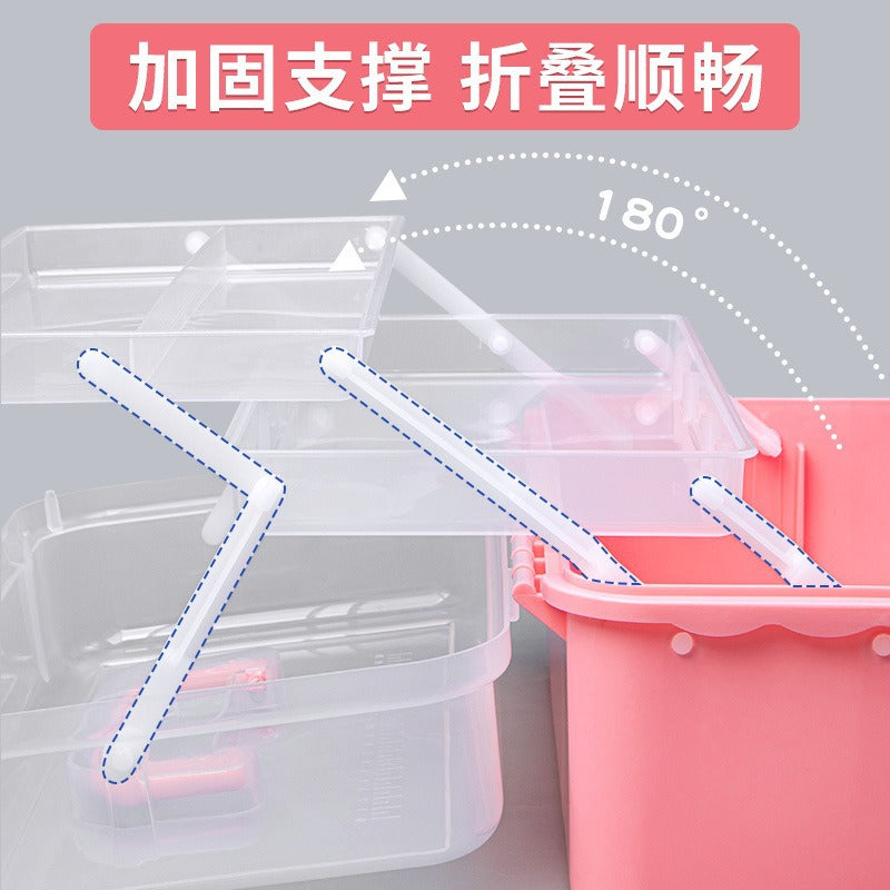 Baolian Art Student Toolbox Household Painting Brush Calligraphy Storage Box Transparent Painting Box Multifunctional Storage Box
