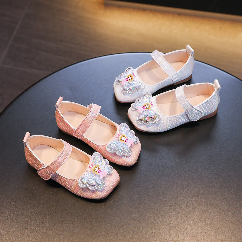 Girls' leather shoes  princess shoes baby girl soft sole children's shoes spring and autumn single shoes pink princess style
