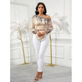 Women's printed one-shoulder top, cinched waist puff sleeve cropped crop top, perfect for dates, commuting, and everyday casual wear
