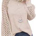 new cross-border  autumn/winter round neck long sleeve lace patchwork loose top for women
