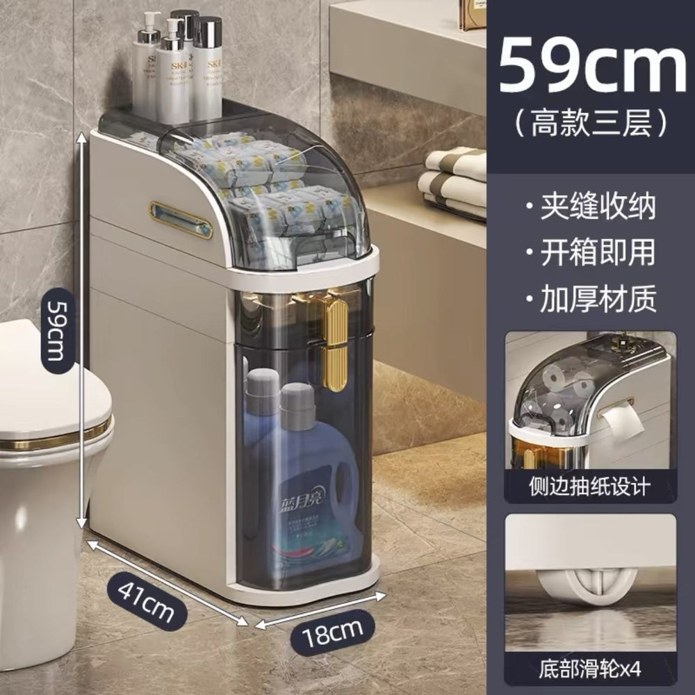 Bathroom slit storage cabinet drawer type toilet narrow slit storage cabinet plastic bathroom ultra-narrow slit cabinet side cabinet