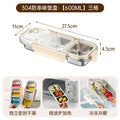 304 stainless steel divided lunch box - airtight food storage container for prepping meals, perfect for office workers and students. microwave safe