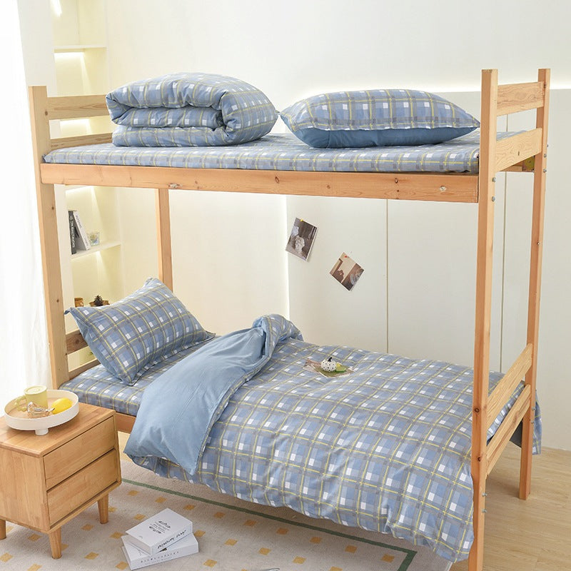 Student dormitory quilt cover three-piece bed sheet pure cotton single bed children's bed quilt cover simple four-season universal 3