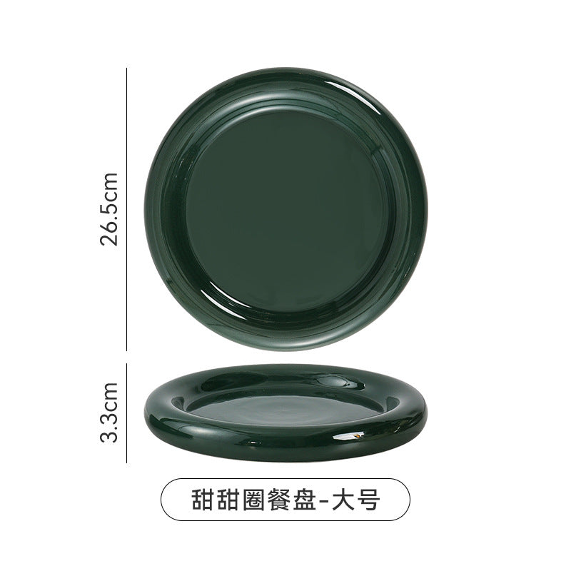 Ceramic steak dinner plate western food light luxury classy sense creative dessert plate for home donut high value dish plate