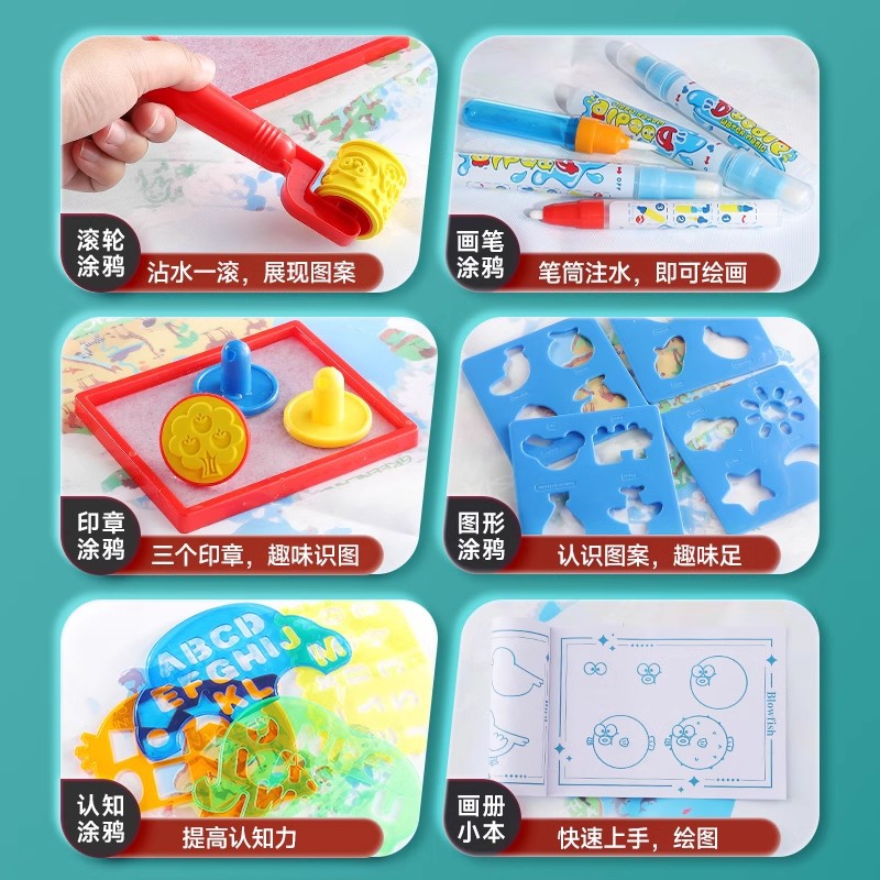 Kids' magic water canvas - baby doodle water painting blanket - toddler reusable pen magic water drawing mat - cross-border toy