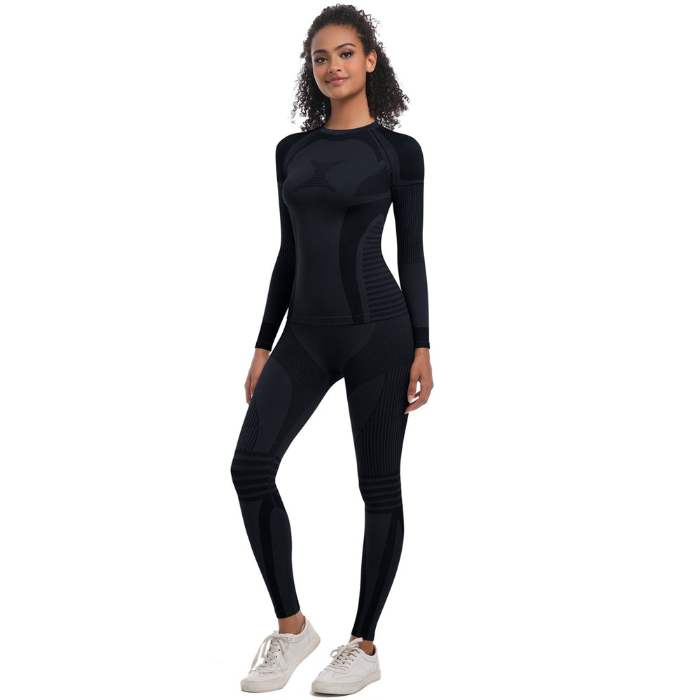 European and american new arrival seamless yoga set - breathable, quick-drying long sleeve activewear for sports, skiing, outdoor running, and fitness