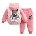 Girls' three-piece set: new  autumn/winter outfit - vest, kids' sweatshirt, fleece-lined, thickened, mid-to-large size, chanel-inspired style