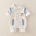 Baby outwear double-layer autum clothes baby onesie newborn spring khaki outwear clothes spring & fall crawling clothes