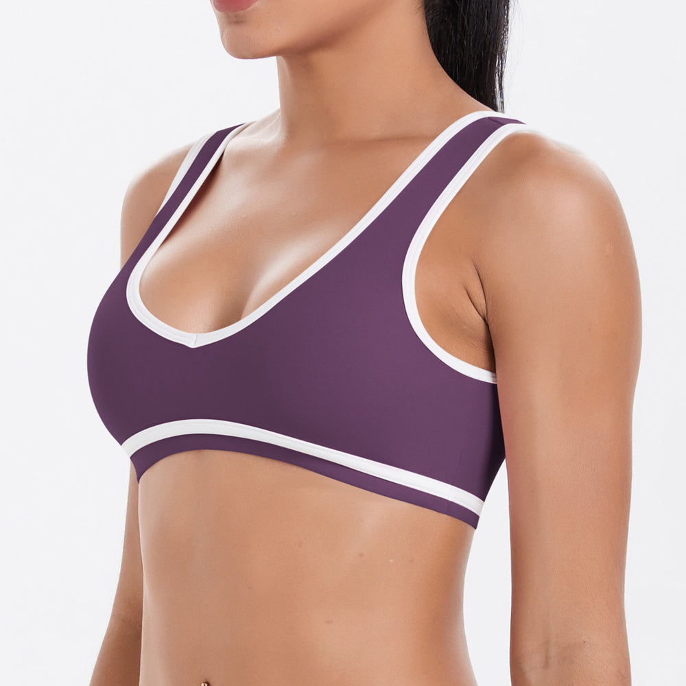 New arrival cross-border double-sided brushed color matching tight breathable beautiful back sports bra running fitness yoga weartops women