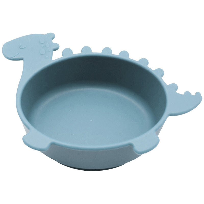 Food Grade Silicone Bowl Children's Tableware Baby Feeding Training Dinosaur Bowl Suction Cup Supplementary Food Bowl Children's Plate Factory