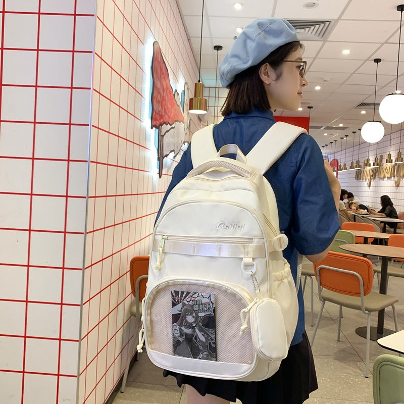 Painful bag girl large capacity school bag new arrivalsweetcute dopamine backpack small hanging bag transparent window wholesale lightweight