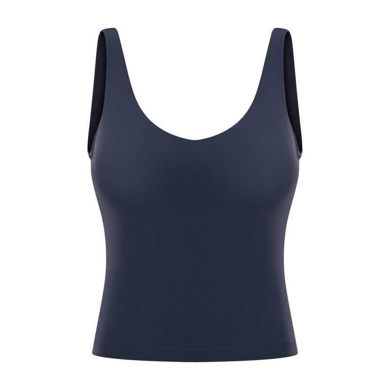 Spring/summer v-neck long yoga tank top for women - u-back, skin-friendly, nude feel, slimming yoga top dt039