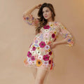M cross-border fashion ins direct sales stereo flower mesh lace embroider hip-covering silmslimming look sexydress