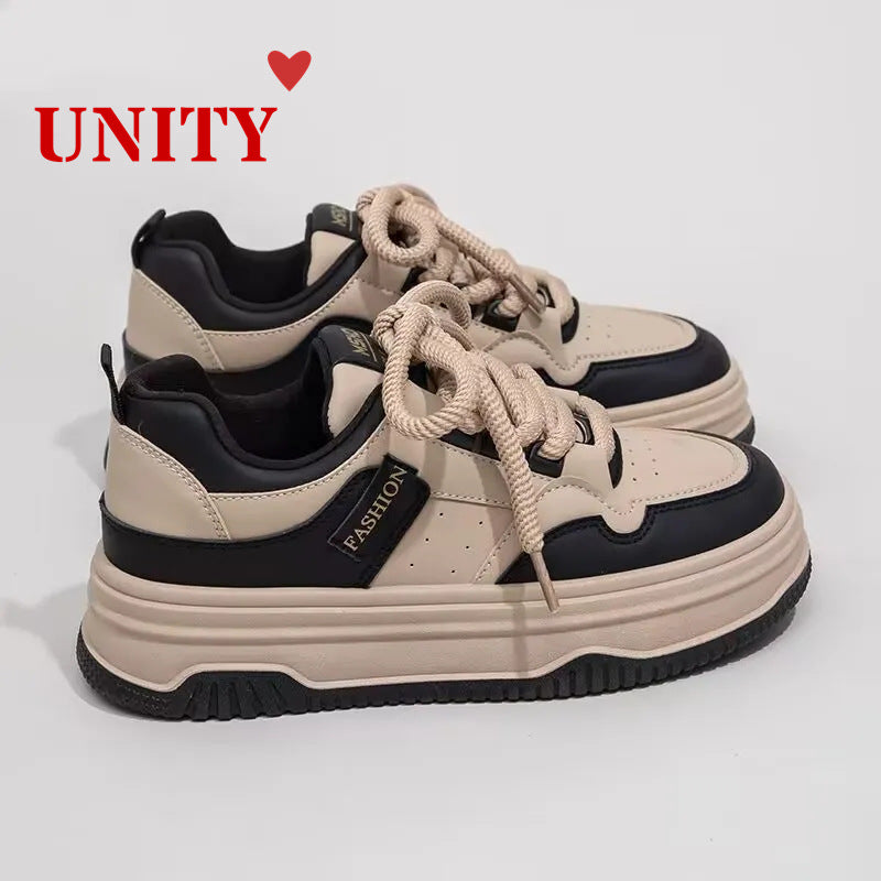 爆款美拉德厚底板鞋女ins潮2024春秋季新款学生百搭运动小白鞋女