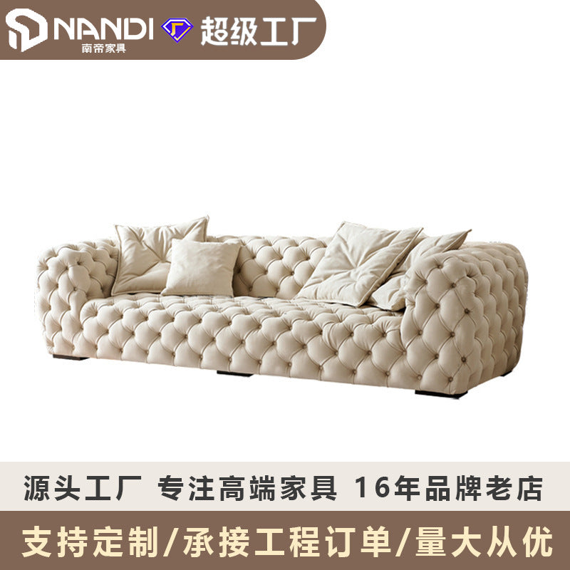 Foshan source factory personalized cream style buckle fabric sofa art scandinavian large and small apartment house model room furniture