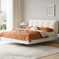 Italian normcore cream style fabric bed double bed master bedroom down soft bag wedding bed storage puff bed