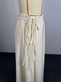 European and american cross-border women's fashion:  summer new arrival - high-waisted, slimming, tie-waist, solid color, casual, versatile, long midi skirt