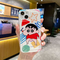 Photo frame airbag compatible with apple 16 pro, cartoon shin-chan soft case, iphone xr rotating snot phone protective cover
