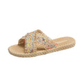 2024 summer new women's fashion slippers retro colorful braided criss-cross strap sandals women's outdoor versatile beach shoes