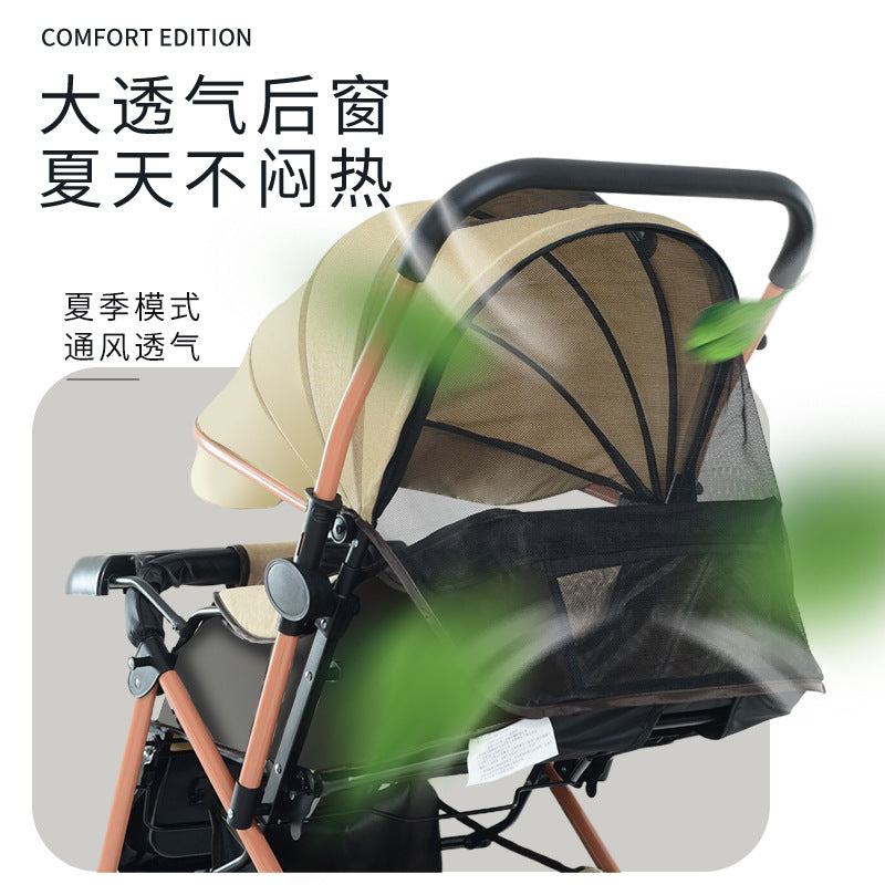 Two-way high-view baby stroller, sit and lie down, foldable baby lightweight stroller, baby stroller