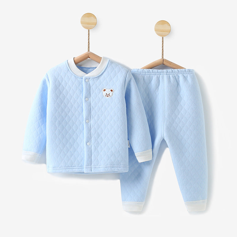 Baby heattechsuitfall and winterpure cotton male baby autumn clothing female baby intimatesspring & fallthickenedcardigan autumn clothes and autumn pants