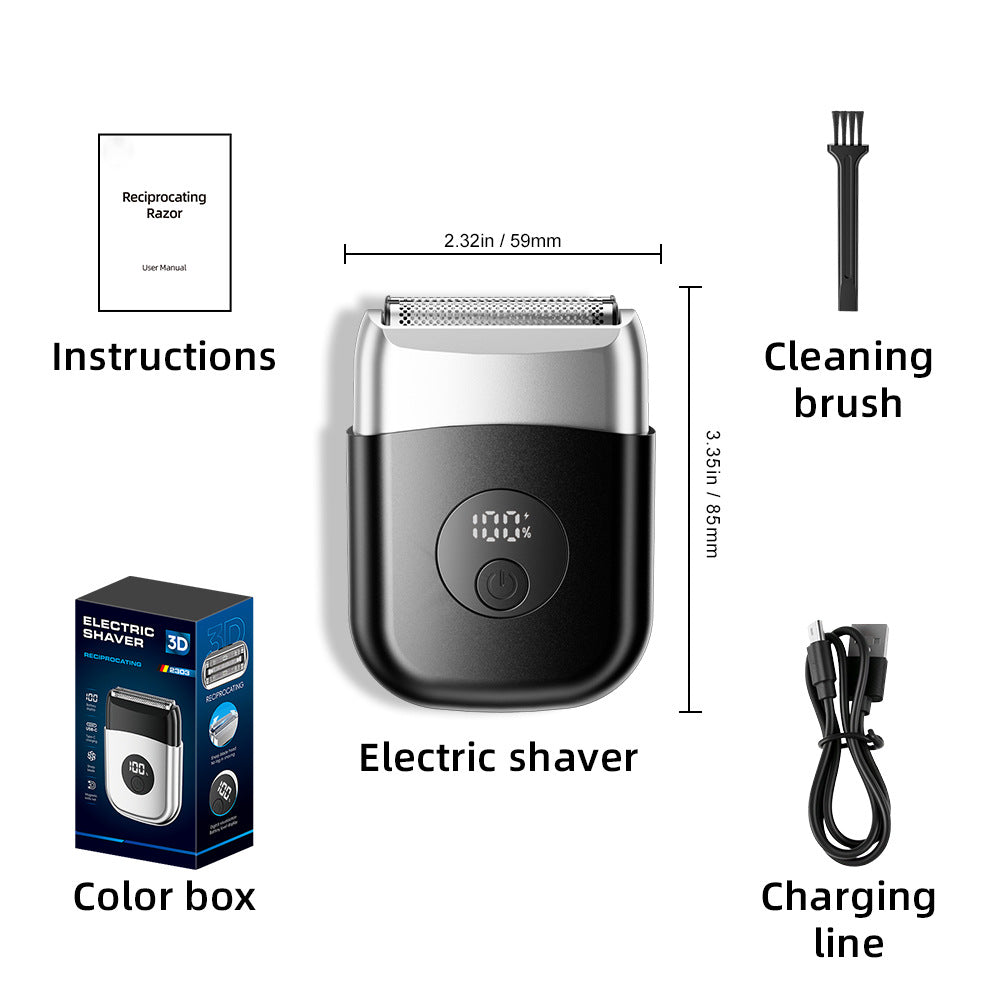 new reciprocating electric shaver for men, full body washable, triple blade head, rechargeable razor, beard trimmer