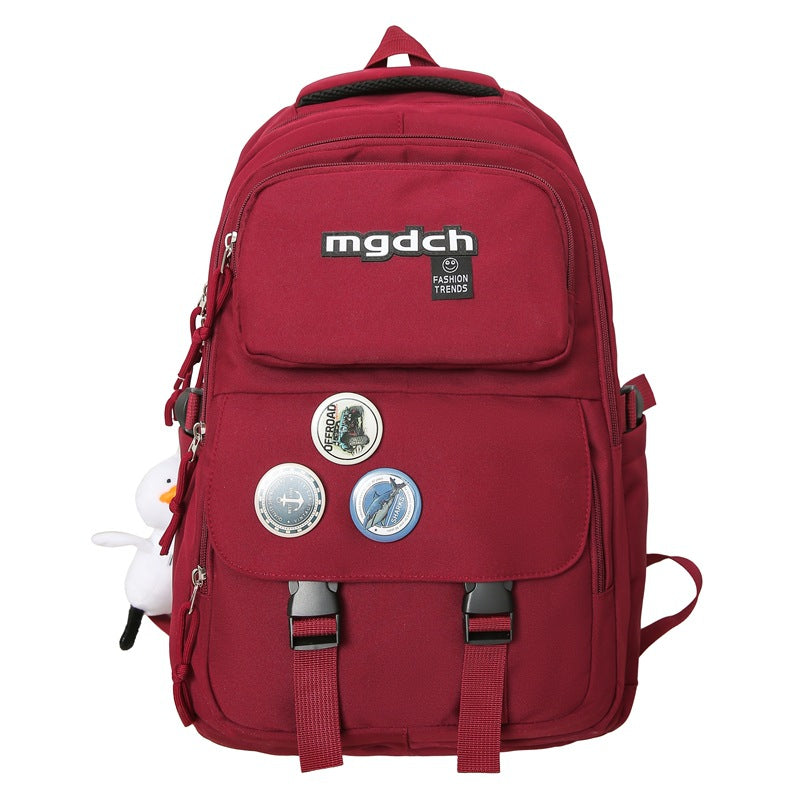 New large-capacity casual backpack stylish simple solid color campus style student school bag travel computer bag