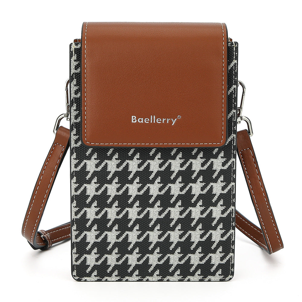 Baellerry summer new model back multi-card mobile phone bag female vertical magnetic buckle shoulder bag thousand bird grid wallet female