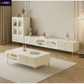 Solid wood coffee table tv cabinet french cream style for home living room floor-standing coffee table tv cabinet modern normcore style side cabinet