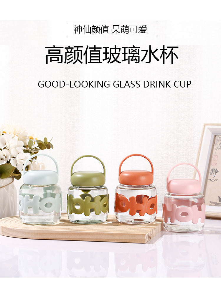 Influencer-style lettered glass cup set - minimalist coffee mug for women - perfect for water or as a small gift - glass water cup
