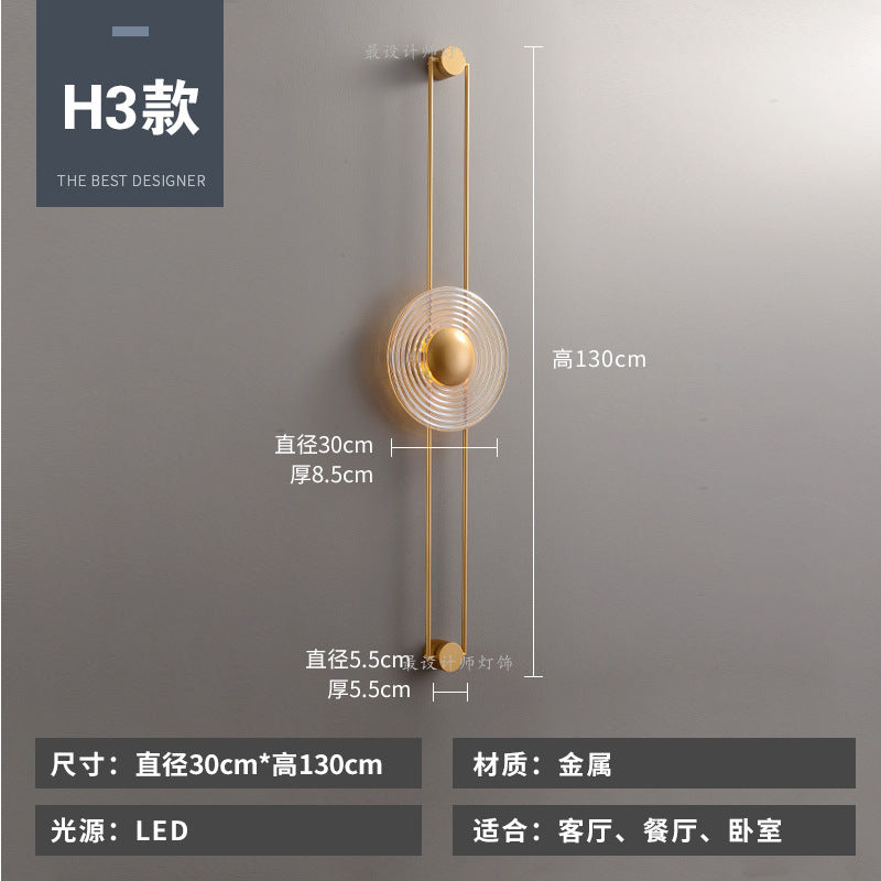 Modern minimalist wall sconce, long style, solid brass, for living room backdrop, hallway, aisle, glass ripple bedside, project wall lighting