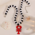 Crayfish pendant wholesale european and american cross-border hip beach necklace for women niche style black and white beaded high-end clavicle chain
