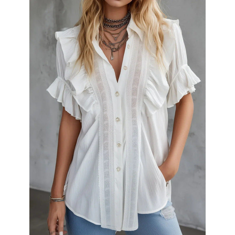 Amazon fashionelegantcasualeasiest for matchslitpatchworkpolo collar shirtsummernew arrivalslimming looktops