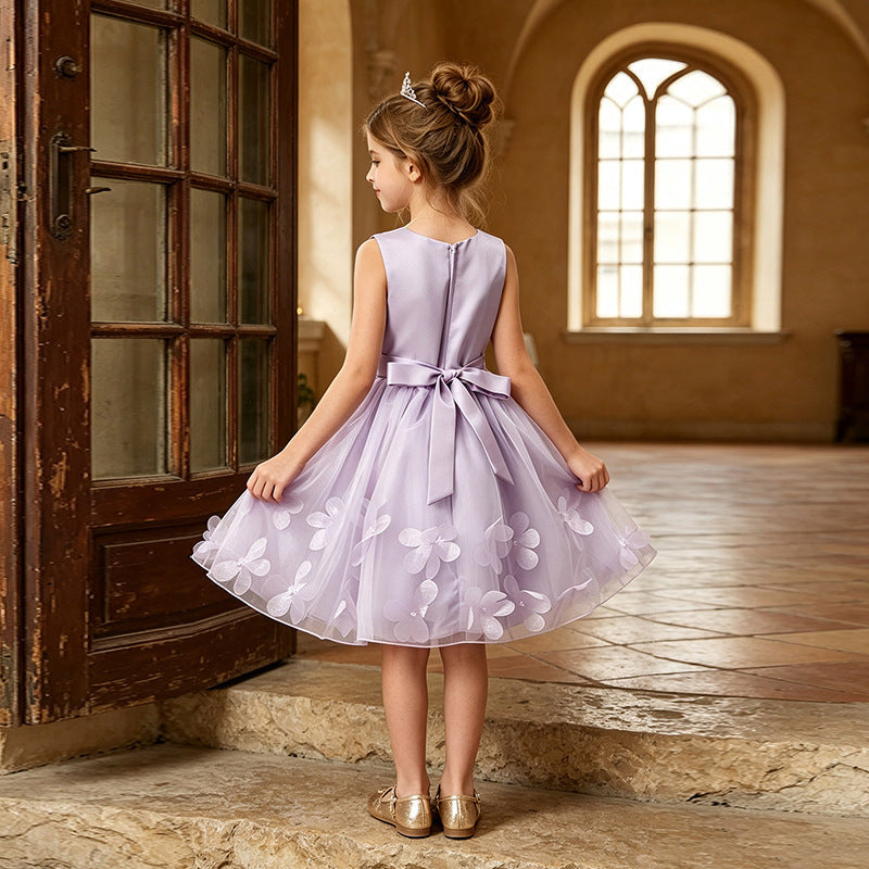 European and american style new girls' dress - lace mesh tutu skirt with bow neckline - princess style - direct from manufacturer - in stock