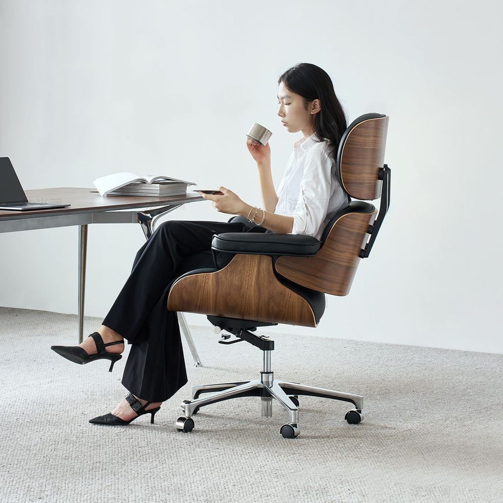 Modern minimalist eames-style swivel chair - office computer chair, executive chair, reclining leather director's chair for home use