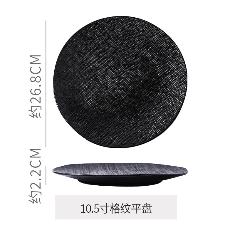Scandinaviancasual style high-looking black and white ceramic tableware baking dish popular hotel restaurant high-end display flat plate