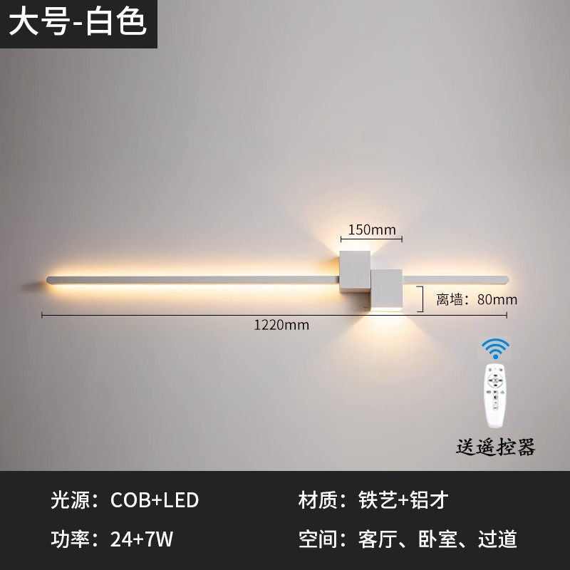 Wall lamp bench living room background wall grids modern casualnormcoreaccessible luxury one-shaped bedroom aisle bedside lamp