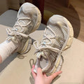 Mesh breathable trendy chunky platform sneakers for women - 2026 summer new arrival, comfortable niche design, street style athletic shoes