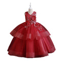 Export long skirt kids dress pearl flower wedding dress princess dress female flower girl birthday dress girl dress