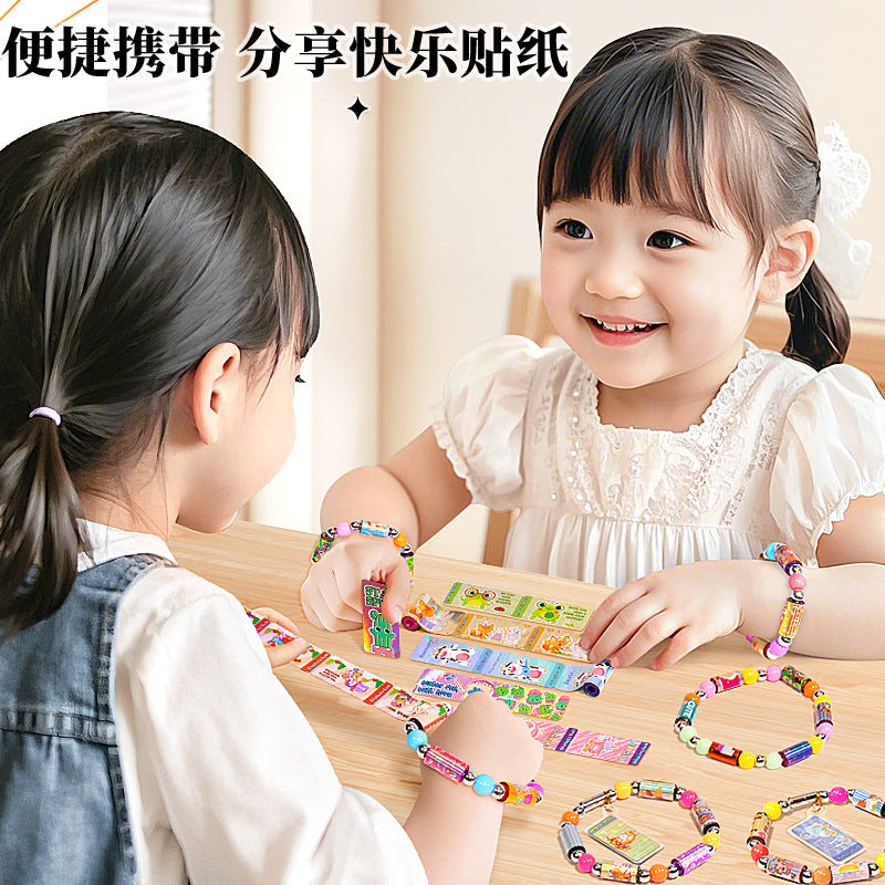 Kids' beaded sticker bracelet diy kit - trendy sticker bracelets for girls - surprise toy & birthday gift