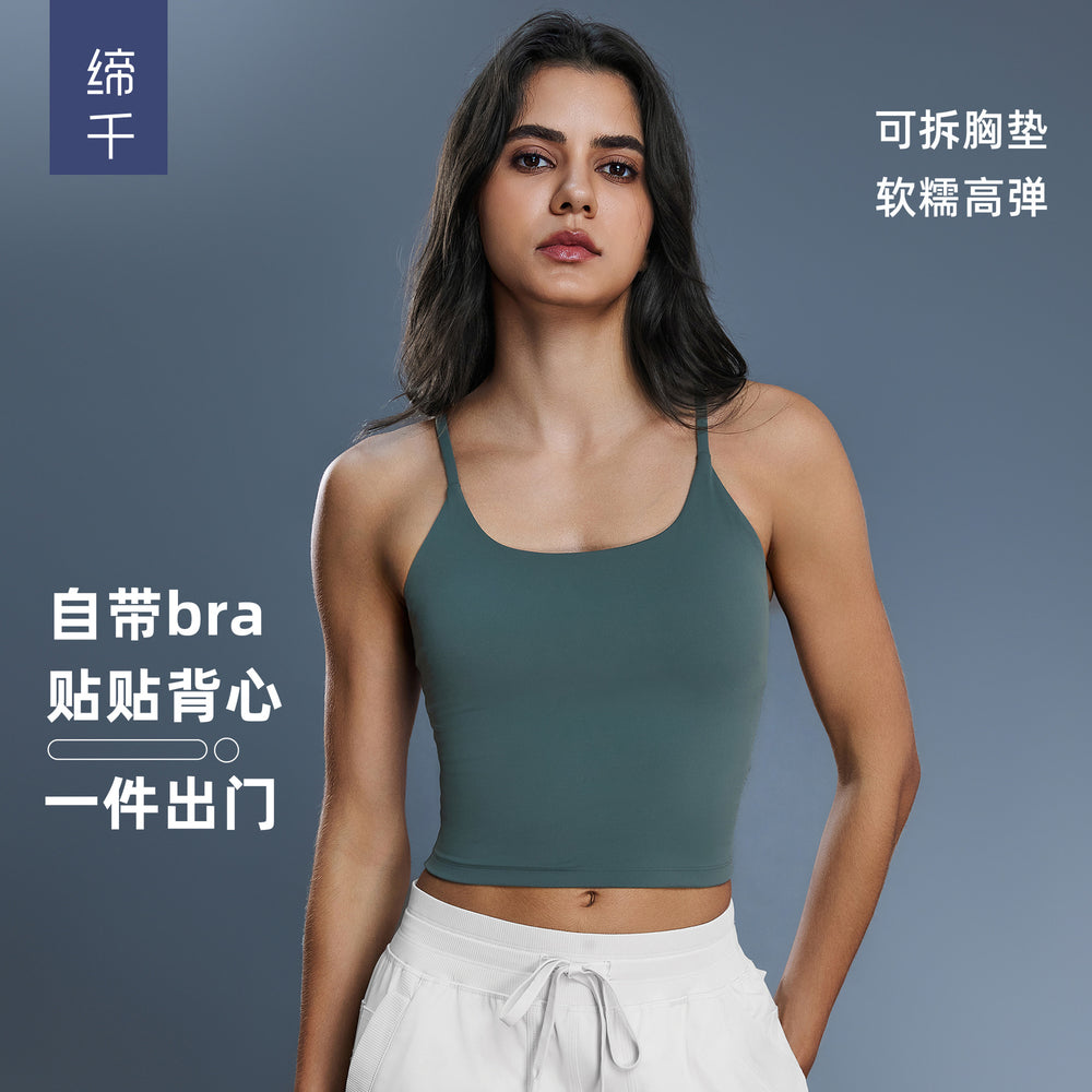 Spring/summer sexy y-back strappy bra padded yoga tank top - women's moisture-wicking, stretchy, and body-hugging yoga apparel dt038