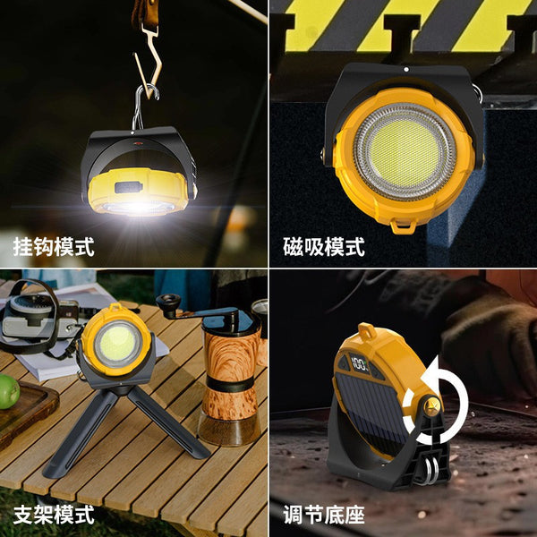 Qijing new  multi-function mini work light RGB color strong magnetic electric display solar waterproof high battery life