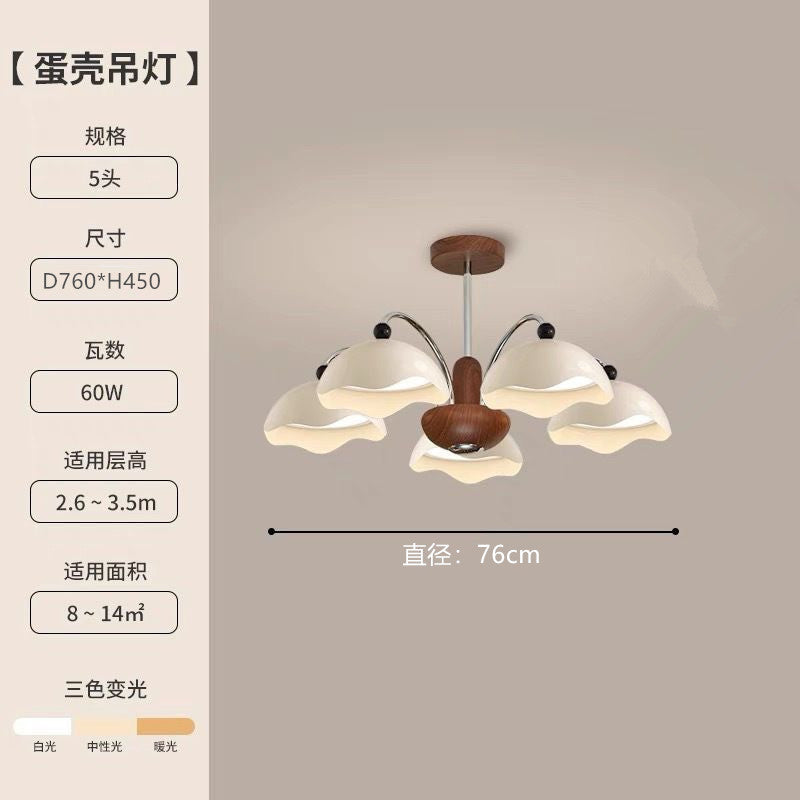 Medieval style eggshell main light American simple retro high-end walnut color bedroom study lighting living room chandelier