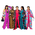 African-inspired digital print slim-fit long shawl robe with solid color knit wide-leg trousers - special offer