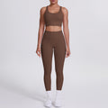 Fashion cross-border nude brushed cross back bra casual sports hip lifting pants fitness yoga clothes two-piece set