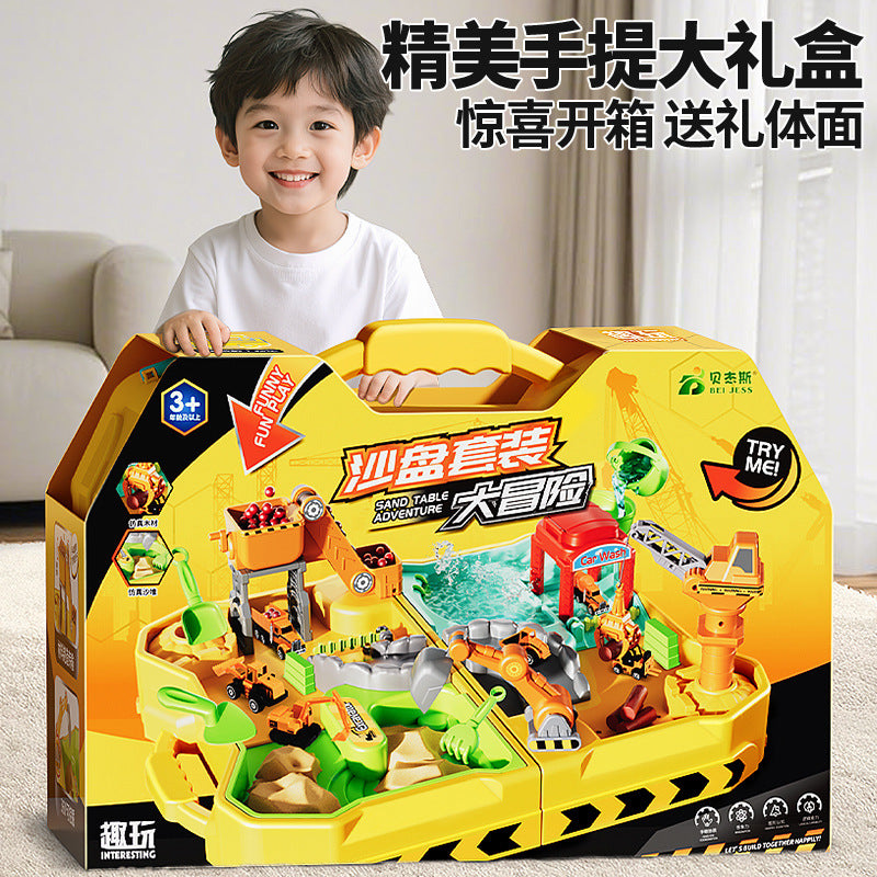 Kids' construction vehicle sand table toy set - space sand & ultra-light clay tool kit for boys, ages 3-6 - perfect birthday gift
