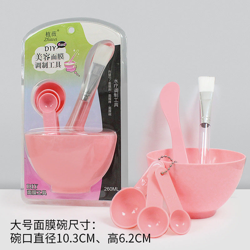 Zhiwei 6-piece suit beauty plastic mask bowl tool mask stick spoon makeup brush large and small size chinese and english version